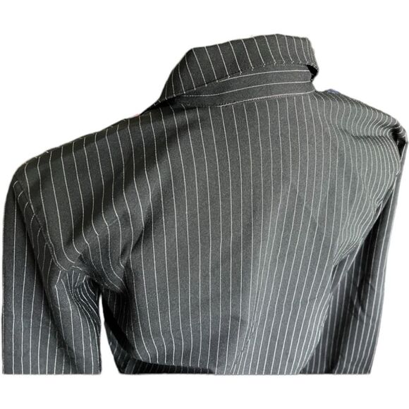 Womens Vintage Old Navy Y2K Pinstriped Zip Front Black Crop Jacket Blazer Sz S - Picture 4 of 4